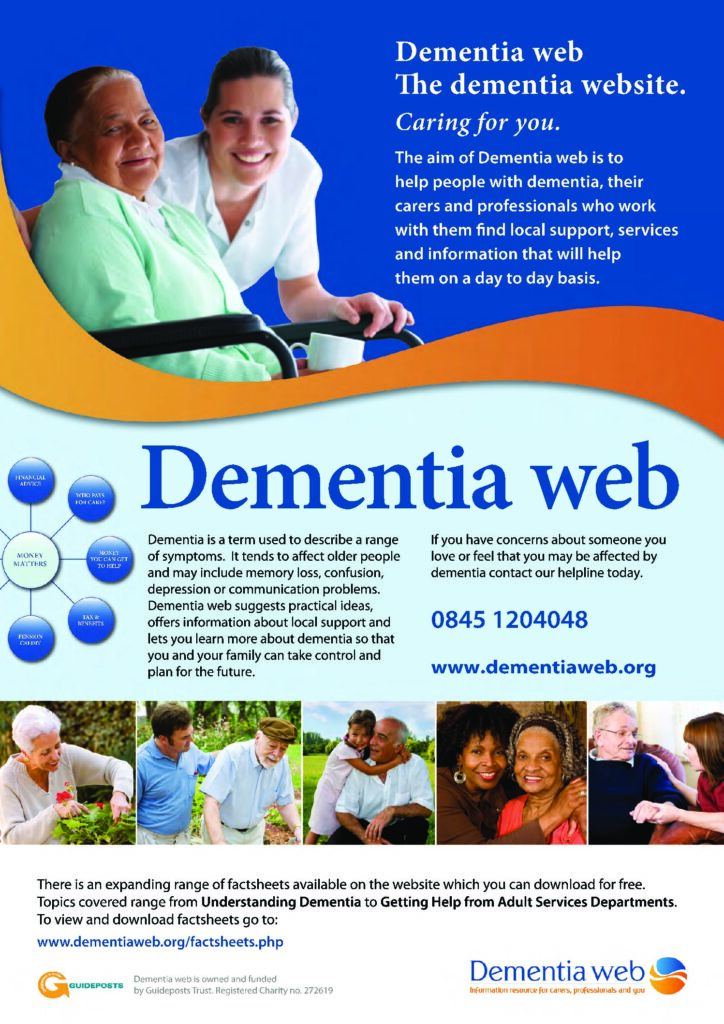 Poster for Dementia Web: The dementia website. Caring for you.