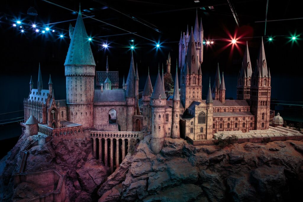 A model of Hogwarts, seen in Harry Potter.