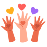 icon to illustrate volunteer - hands up volunteering 