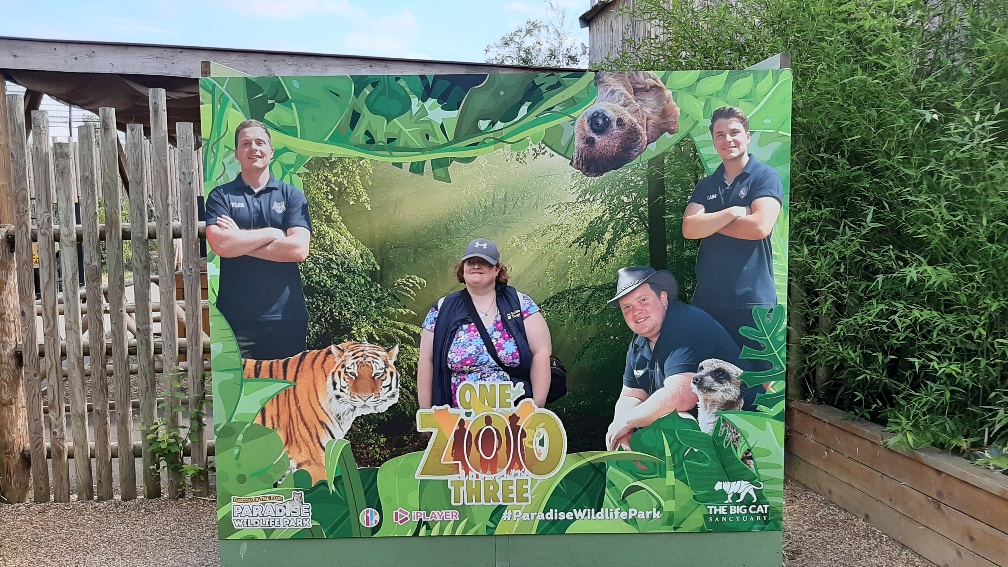 Sam with members of TV series One Zoo Three at Paradise Park.